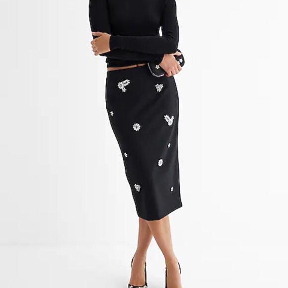 nwt EXPRESS JEWELED super high waisted pencil skirt 0 - Picture 1 of 2
